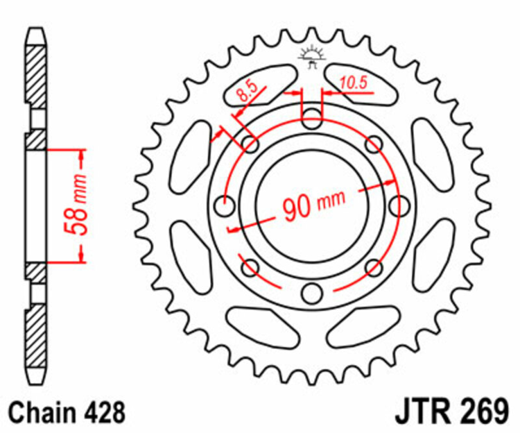 CORONA JT 269 de acero con 44 dientes